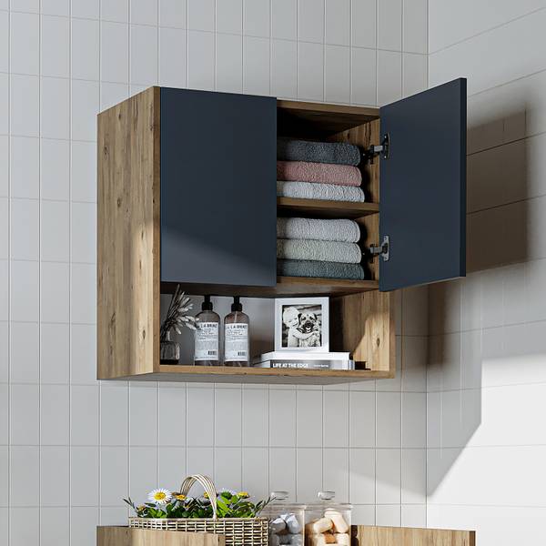 Waschmaschinenschrank DERIN-I-65 Eiche Grau Dekor