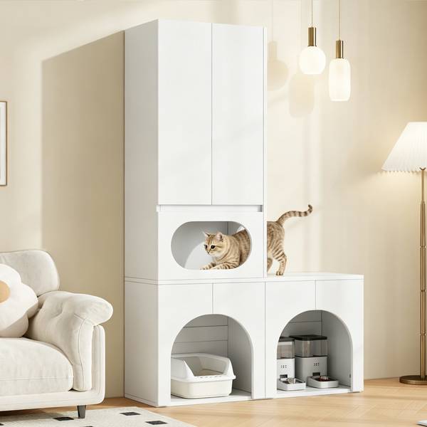 Dierenkast LucyZoo Ⅳ wit - plaatmateriaal op houtbasis - 45 x 195 x 140 cm