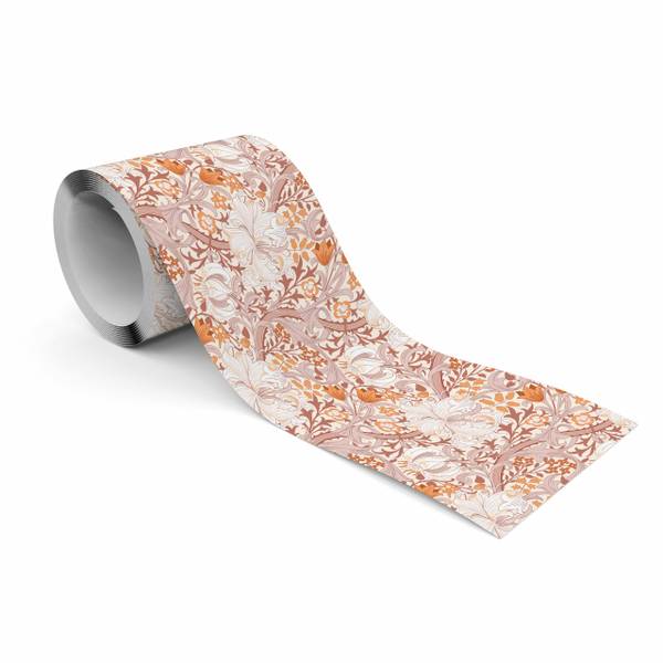 Tapetenbordüre Blumen Ornamente Natur Beige - Braun - Orange - Fleece - 10 x 300 x 300 cm