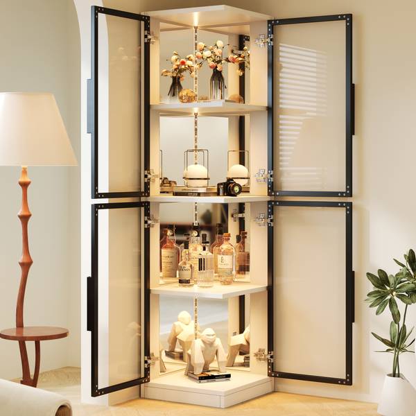 Vitrine FANGLS41 Ⅳ Weiß - Holzwerkstoff - 44 x 164 x 42 cm