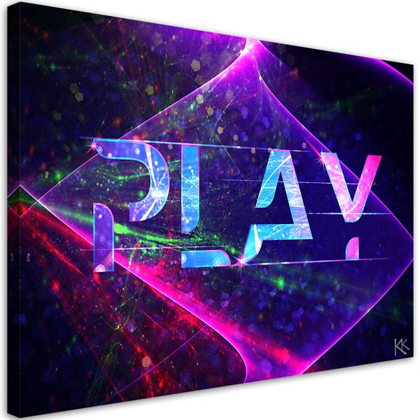 Wandbild aufschrift „play” abstraktion 90 x 60 cm