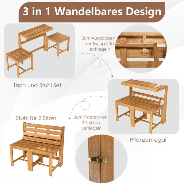 Gartenbank VH35572DE Braun - Holzwerkstoff - 90 x 80 x 55 cm