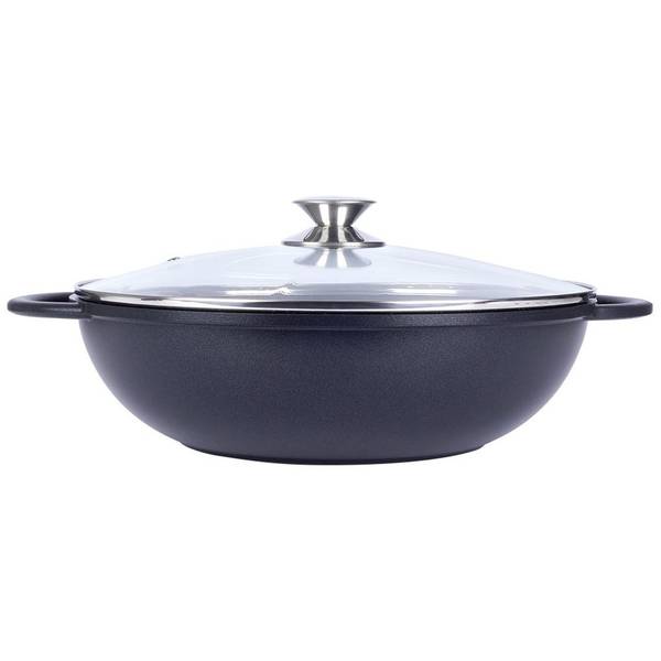 Wokpfanne mit Glasdeckel GRANDE 112979 Schwarz - Aluminium - 33 x 10 x 42 cm