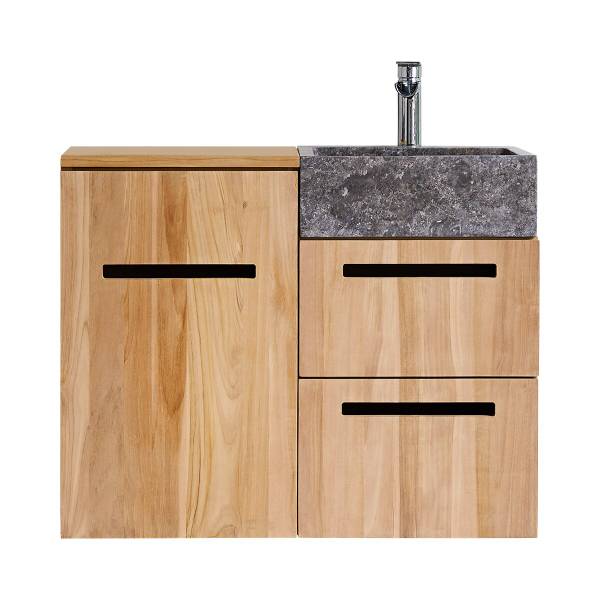 Badezimmermöbel Line Beige - Teakholz - 83 x 66 x 41 cm