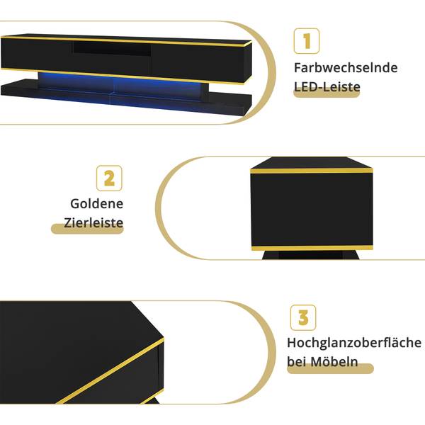 TV-meubel Electra Ⅱ zwart - goud
