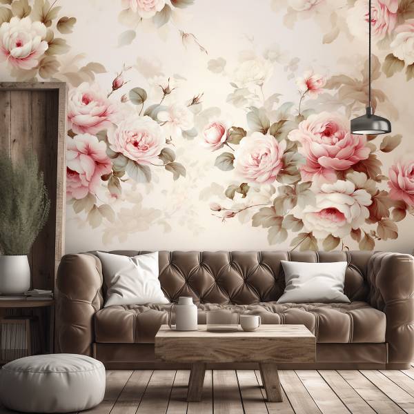 Fototapete Shabby Chic Rosen 450 x 315 cm