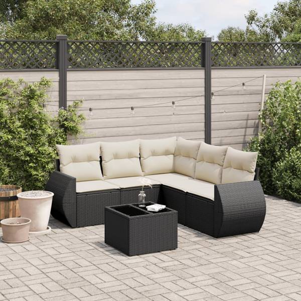 Garten-Lounge-Set 3034450-2 (6-teilig) Schwarz - Creme - Weiß