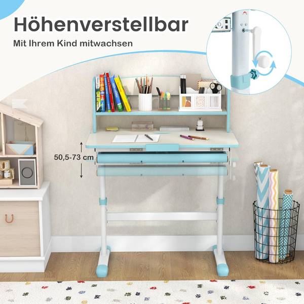 Schreibtisch TK32406 Blau - Holzwerkstoff - 51 x 104 x 81 cm