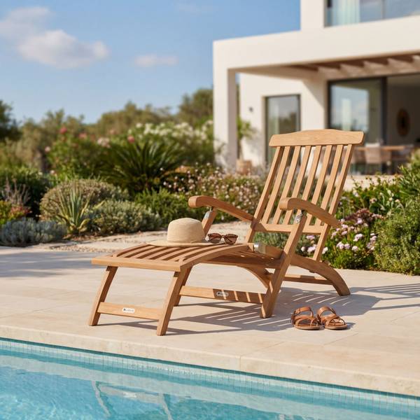 Sonnenliege Evia Beige - Holzwerkstoff - 54 x 95 x 196 cm