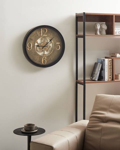 Wanduhr ALBACETE Schwarz - Braun - Kunststoff - 50 x 50 x 5 cm