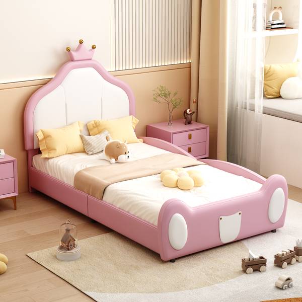 Kinderbett K-1238 Pink - Holzwerkstoff - 97 x 117 x 210 cm