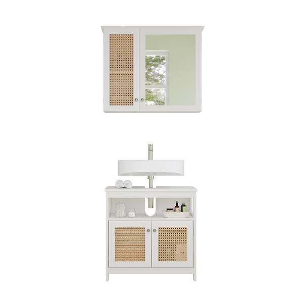 Badmöbel-Set Rosario 40445, 2er Set Weiß - Holzwerkstoff - 60 x 60 x 30 cm