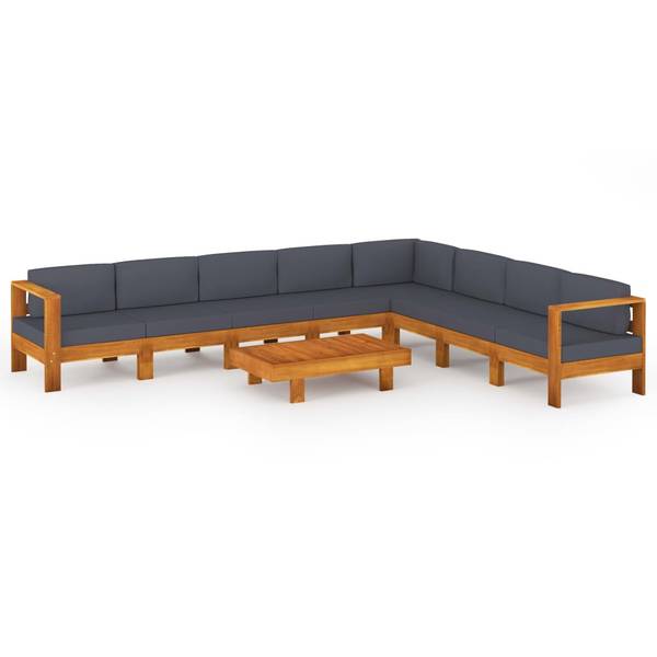 Salon de jardin 3006534-15 (lot de 9) Gris - Polyester - Acacia - 60 x 25 x 100 cm