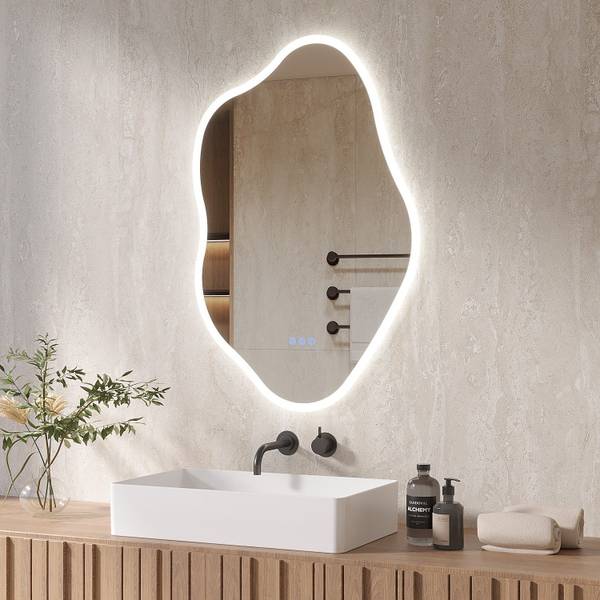 LED Dekospiegel Bad LM1496C Silber - Glas - 60 x 90 x 3 cm