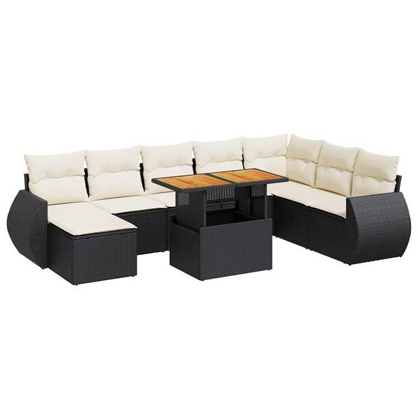 Garten-Lounge-Set 3037161-2 (9-teilig) Schwarz - Creme