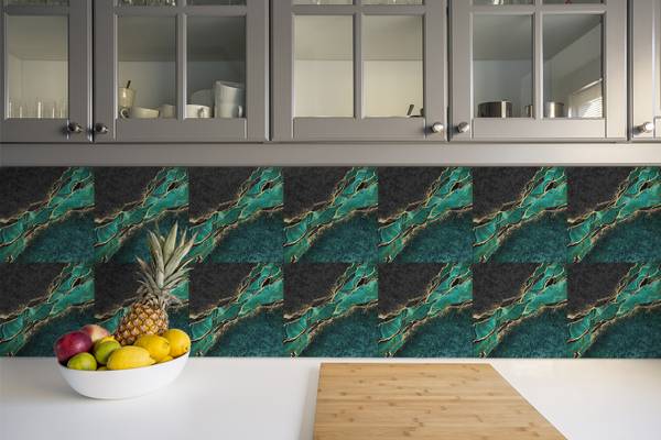 Selbstklebende Fliesen (9 St.) Marmor Polyester PVC - 30 x 30 x 0 cm