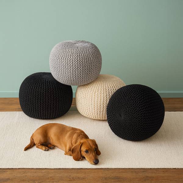 Gestrickter Pouf Anthrazit