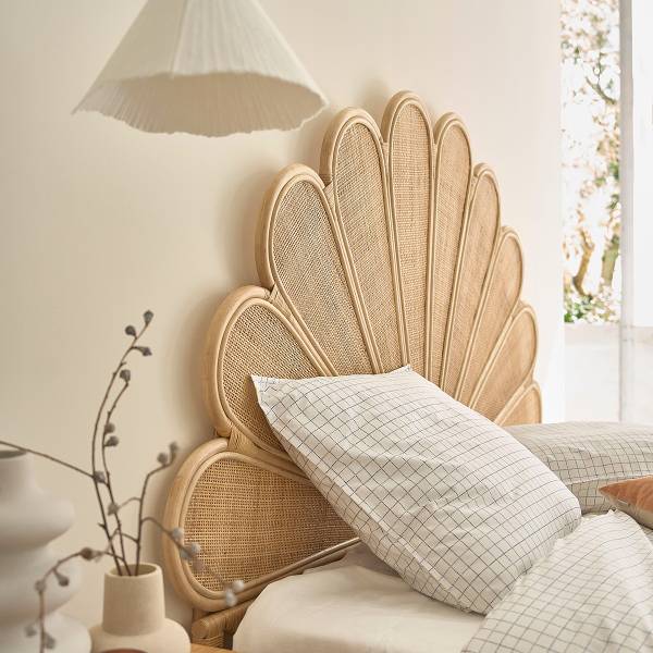 Kopfteil ROMY Beige - Rattan - 180 x 147 x 6 cm