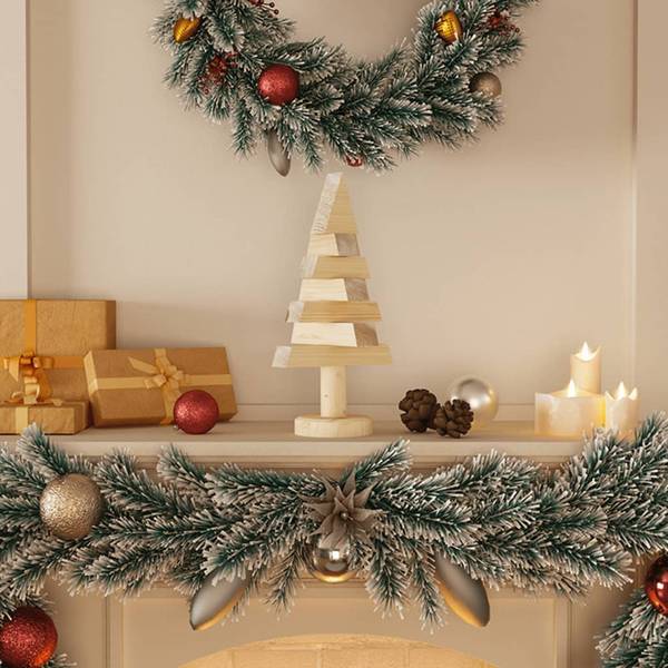 Weihnachtsbäume 2 Stk. D5017 Braun - Massivholz - 15 x 30 x 15 cm