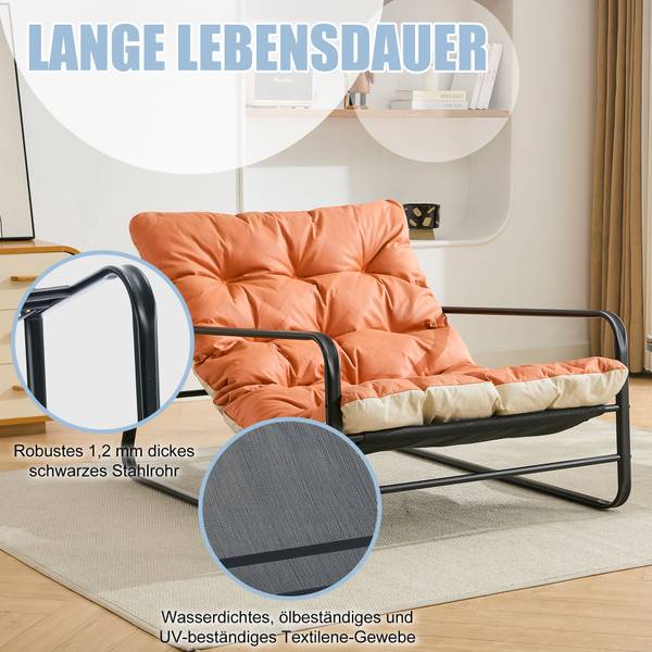 Sessel Loungesessel 2707864 Orange - Massivholz - 118 x 84 x 92 cm