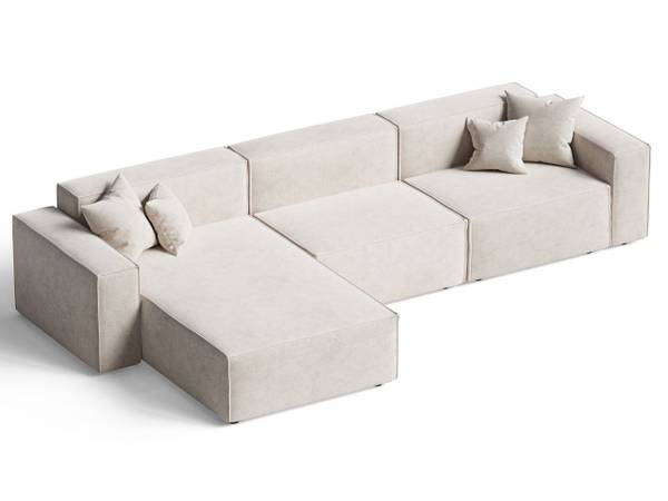 Ecksofa ARIZONA Beige - Armlehne beidseitig montierbar - Ecke davorstehend links - Ottomane davorstehend links