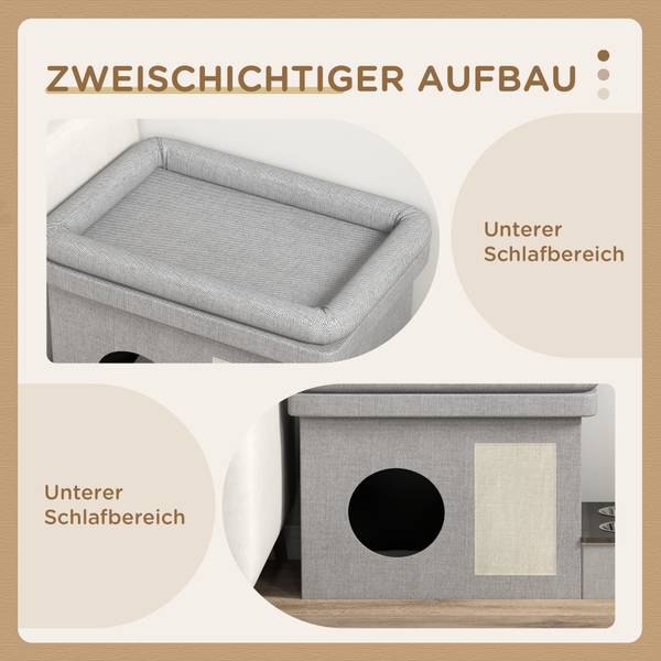 Katzenhaus D30-775V00GY Grau - Holzwerkstoff - 48 x 50 x 78 cm