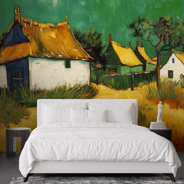 Fototapete Strohgedeckte Häuschen 350 x 245 cm