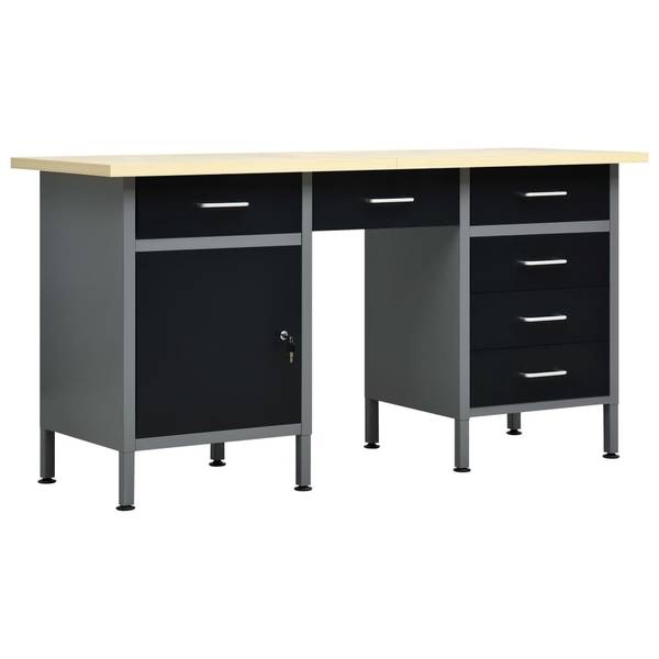 Werkbank 145347 Schwarz - Stahl - 60 x 85 x 160 cm