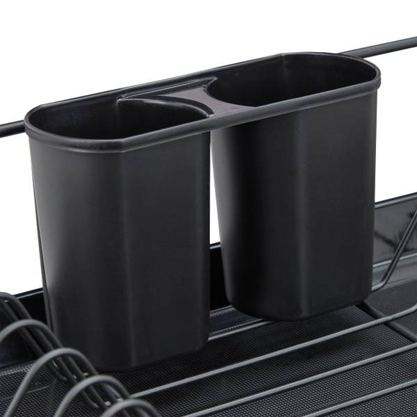 Abtropfgestell mit Auffangschale Schwarz - Eisen - 48 x 11 x 32 cm