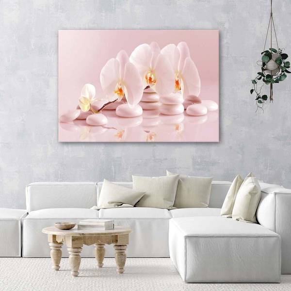Wandbild orchideen zen in puderrosa 120 x 80 cm