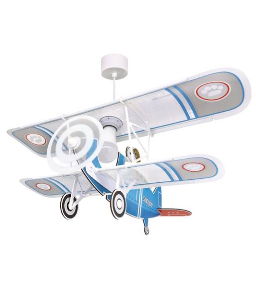 Kinderzimmer Deckenlampe Flugzeug Snoopy Blau - Kunststoff - 24 x 22 x 24 cm