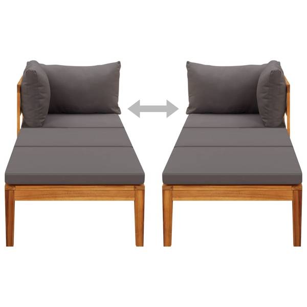 Chaise longue 3011703-4 Gris - Acacia - 66 x 60 x 202 cm