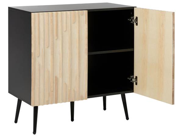 Sideboard DALCROSS Schwarz - Braun - Bambus - 80 x 80 x 43 cm