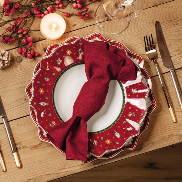 Speiseteller Toy's Delight 6er Set Rot - Porzellan - 29 x 4 x 29 cm