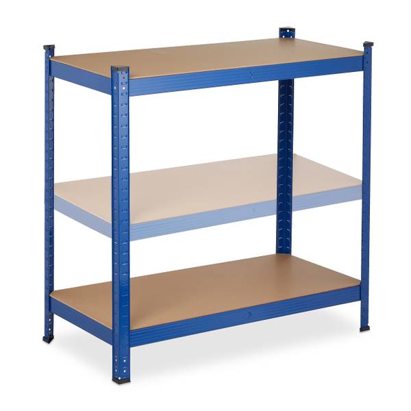 Schwerlastregal 180x90x45 blau Schwarz - Blau - Braun - Stahl - 90 x 180 x 45 cm
