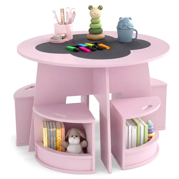 Kindersitzgruppe TK32780 5-tlg. Pink - Holzwerkstoff - 70 x 49 x 70 cm