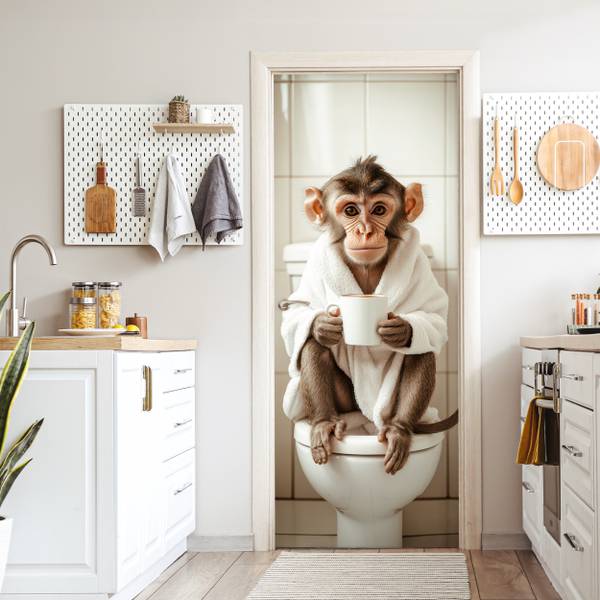 FOTOTAPETE TÜR Affe Badewanne 85 x 205 cm