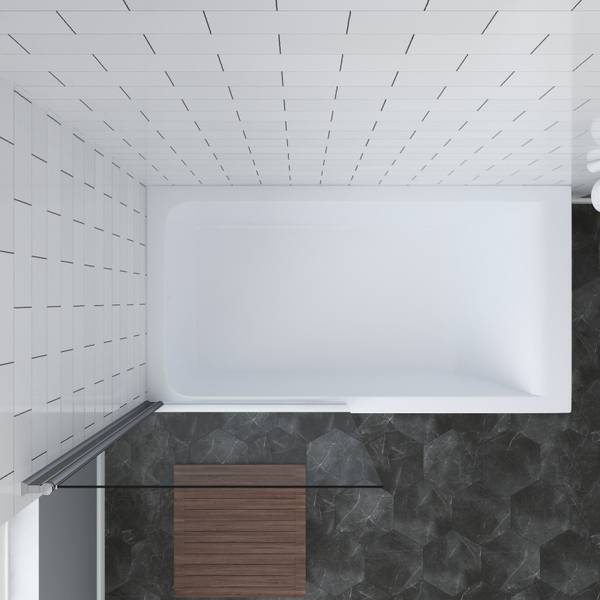 Badewanne-Duschwand D018 Silber - Glas - 144 x 144 x 0 cm