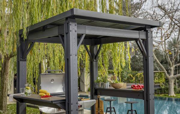 Grill-Pavillon Signature Braun - Metall - Kunststoff - 200 x 238 x 247 cm