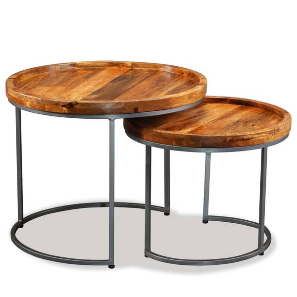 Beistelltische 2er Set D537 Braun - Massivholz - 55 x 45 x 55 cm