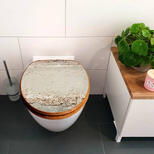 WC-Sitz mit Absenkautomatik Baulücke Beige - Bambus - Holzwerkstoff - 38 x 5 x 49 cm