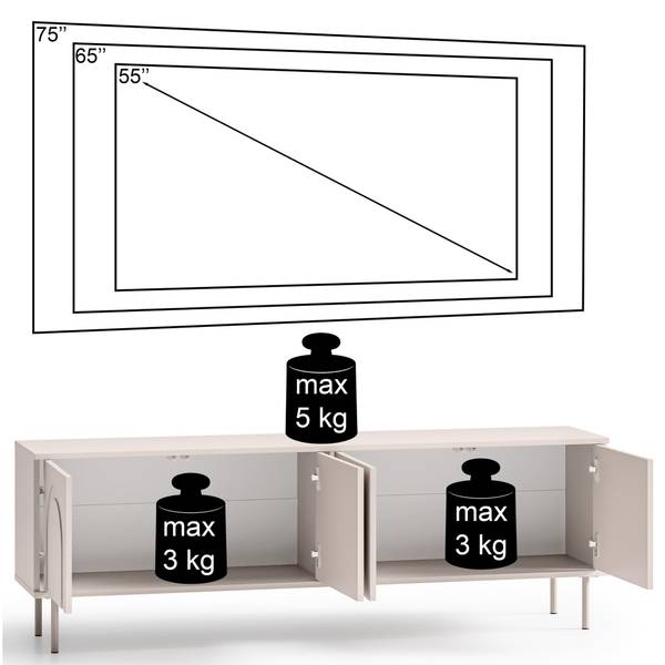 TV-Lowboard Orvella Grau - Holzwerkstoff - 160 x 53 x 34 cm