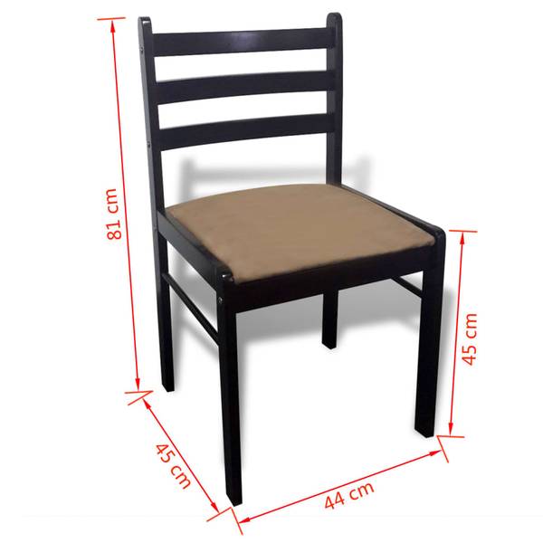 Eetkamerstoel 291746-1 Set van 6 bruin - rubberboom - 44 x 81 x 45 cm