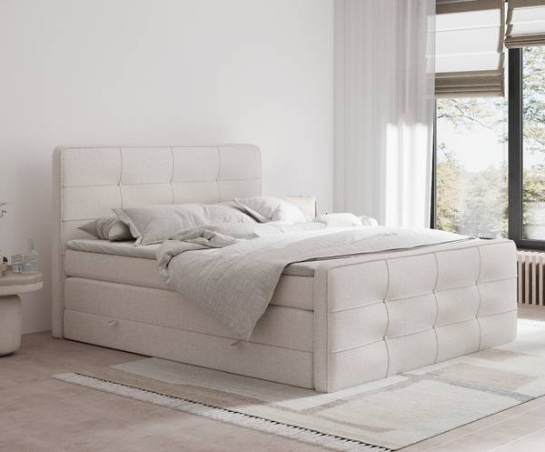 Boxspringbed Semplice beige - Ligoppervlak breedte: 160 cm