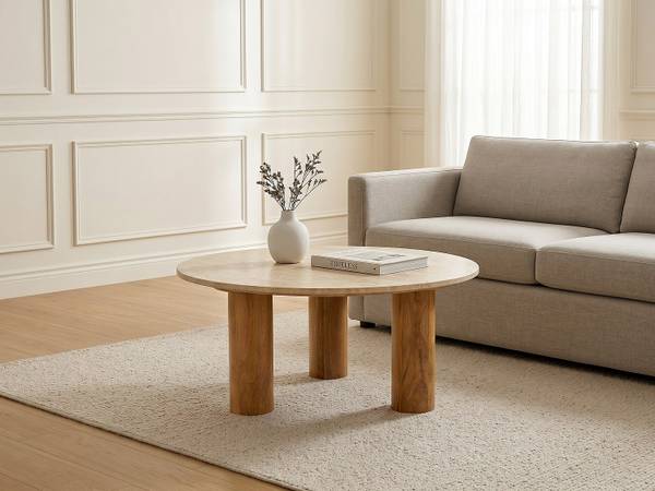 Couchtisch LISAVOK Beige - Stein - 90 x 41 x 90 cm