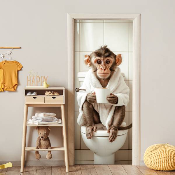 FOTOTAPETE TÜR Affe Badewanne 85 x 205 cm