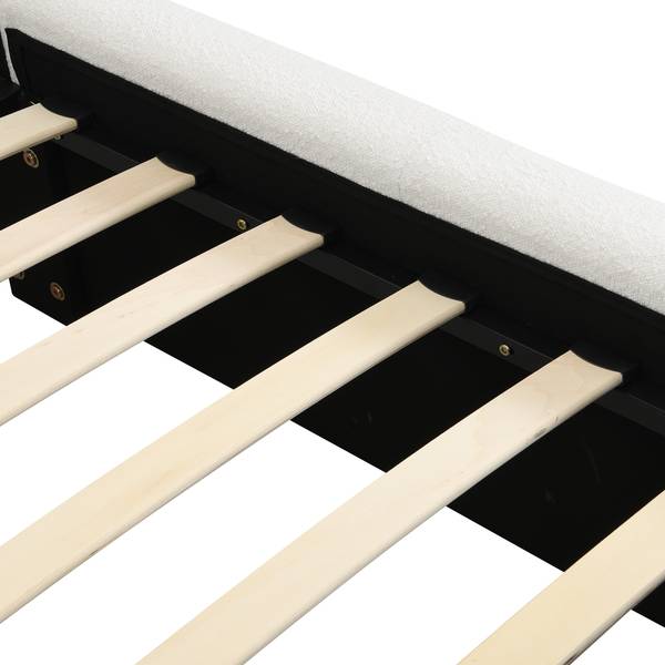 Lit rembourré LineMUD Ⅱ Beige - Bois manufacturé - 202 x 95 x 220 cm