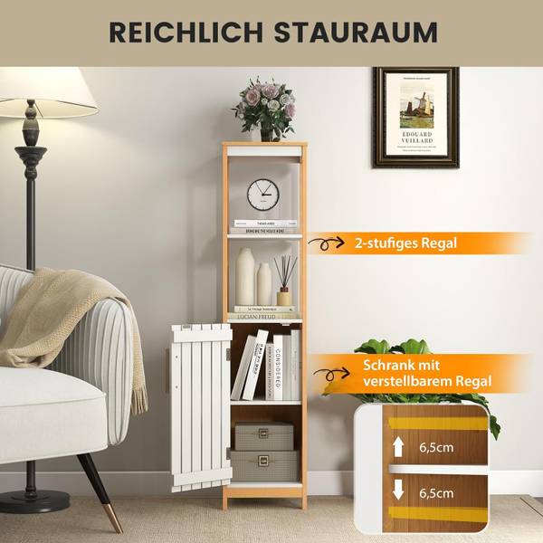 Badezimmerschrank NM9091ZM Braun - Bambus - 30 x 129 x 30 cm