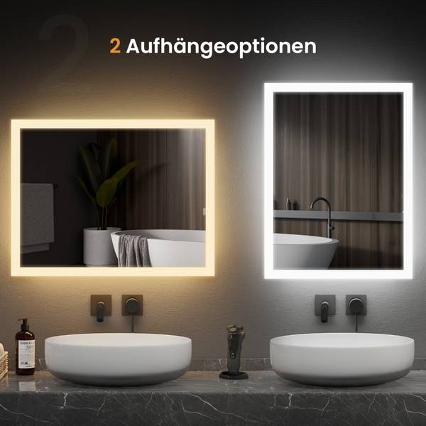 LED Badspiegel mit Schalter NLM03B2D Grau - Spiegelglas - 4 x 60 x 4 cm