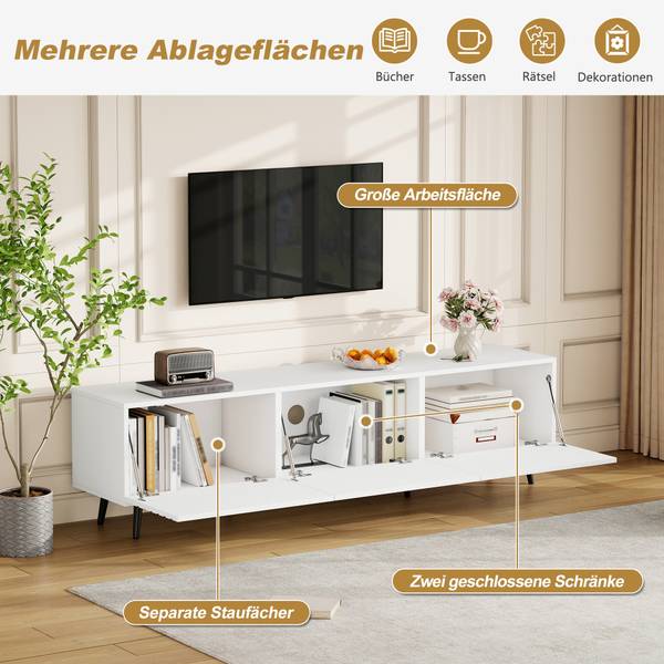 TV-Schrank Neptunus Ⅰ Weiß - Holzwerkstoff - 40 x 48 x 180 cm